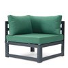 Leisuremod Chelsea 4-Piece Sectional Loveseat Set Black Aluminum with Green Cushions CSCBL-4G